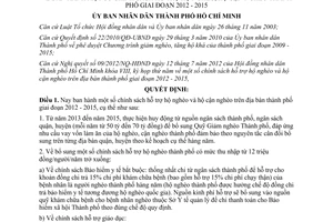 Quyết định 36/2012/QĐ-UBND chính sách hỗ trợ hộ nghèo cận nghèo thành phố