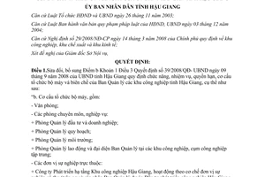 Quyết định 24/2012/QĐ-UBND sửa đổi Quyết định 39/2008/QĐ-UBND Hậu Giang