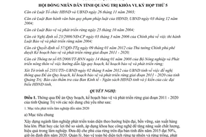 Nghị quyết 19/2012/NQ-HĐND kế hoạch bảo vệ và phát triển rừng Quảng Trị