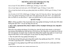 Nghị quyết 18/2012/NQ-HĐND quy hoạch phát triển công nghiệp Quảng Trị