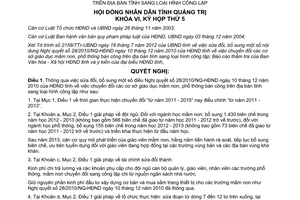 Nghị quyết 16/2012/NQ-HĐND sửa đổi 28/2010/NQ-HĐND chuyển đổi bán công sang công lập Quảng Trị