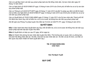 Quyết định 06/2012/QĐ-UBND Quy chế kiểm tra xử lý và rà soát hệ thống hóa