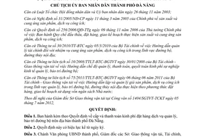 Quyết định 6696/QĐ-UBND 2012 phí đặt hàng dịch vụ quản lý bảo trì đường bộ Đà Nẵng