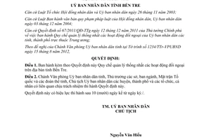 Quyết định 22/2012/QĐ-UBND Quy chế quản lý thống nhất hoạt động đối ngoại