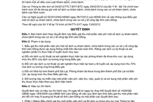 Quyết định 37/2012/QĐ-UBND biểu giá thu một phần viện phí dịch vụ khám chữa bệnh