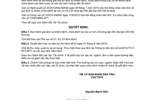 Quyết định 17/2012/QĐ-UBND giá dịch vụ khám chữa bệnh tại cơ sở y tế công lập