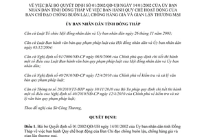 Quyết định 31/2012/QĐ-UBND bãi bỏ Quyết định 01/2002/QĐ-UB