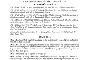 Quyết định 1514/QĐ-UBND năm 2012 Danh mục lĩnh vực dự án đầu tư cần thẩm tra