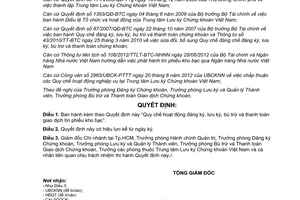 Quyết định 150/QĐ-VSD năm 2012 Quy chế hoạt động đăng ký lưu ký bù trừ