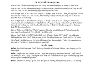 Quyết định 04/2012/QĐ-UBND Quy định công tác thi đua khen thưởng