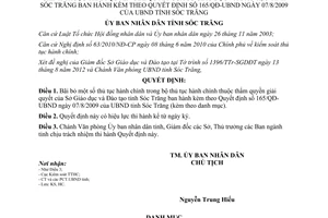 Quyết định 167/QĐ-UBND bãi bỏ thủ tục hành chính của Sở Giáo dục Đào tạo tỉnh Sóc Trăng