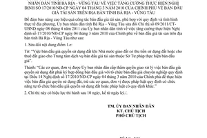 Chỉ thị 20/2012/CT-UBND sửa đổi quy định bán đấu giá tài sản Bà Rịa Vũng Tàu