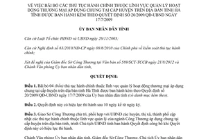 Quyết định 46/2012/QĐ-UBND bãi bỏ thủ tục hành chính thuộc lĩnh vực quản lý