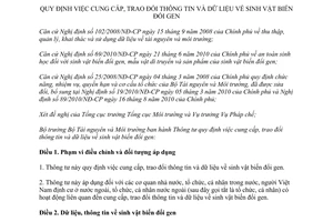 Thông tư 09/2012/TT-BTNMT quy định việc cung cấp trao đổi thông tin và dữ liệu