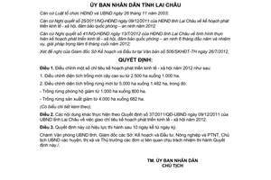 Quyết định 18/2012/QĐ-UBND điều chỉnh chỉ tiêu kế hoạch phát triển kinh tế