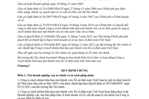 Thông tư 142/2012/TT-BTC Điều lệ tổ chức và hoạt động Công ty trách nhiệm