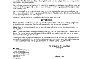 Quyết định 49/2012/QĐ-UBND mức thu dịch vụ khám chữa bệnh công lập