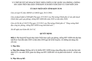 Quyết định 774/QĐ-UBND 2012 phê duyệt Kế hoạch Chiến lược quốc gia phòng chống HIV/AIDS Kon Tum