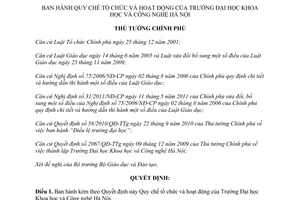 Quyết định 1126/QĐ-TTg năm 2012 Quy chế tổ chức hoạt động Trường Đại học