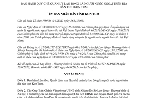 Quyết định 41/2012/QĐ-UBND quản lý lao động là người nước ngoài Kon Tum