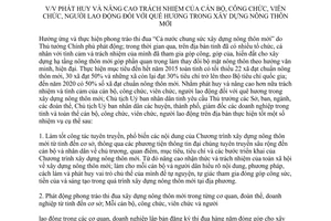 Chỉ thị 10/CT-UBND năm 2012 nâng cao trách nhiệm cán bộ xây dựng nông thôn mới Hà Nam