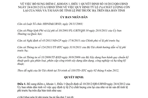 Quyết định 31/2012/QĐ-UBND bổ sung điểm c khoản 1 Điều 1 Quyết định 10/2012/QĐ