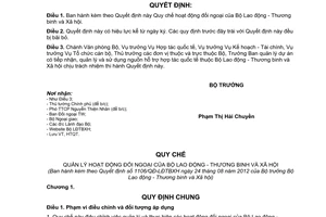 Quyết định 1106/QĐ-BHXH năm 2012 Quy chế quản lý hoạt động đối ngoại
