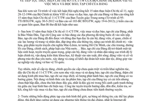 Kết luận 29-KL/TW 2012 thực hiện 11-CT/TW mua đọc báo tạp chí của Đảng