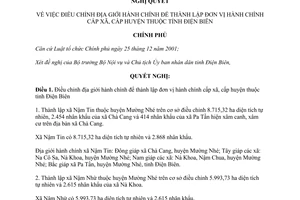 Nghị quyết 45/NQ-CP năm 2012 điều chỉnh địa giới hành chính để thành lập đơn vị