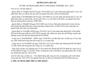 Hướng dẫn 2260/HDLS/GDĐT-TC  thu sử dụng học phí thu khác năm học 2012 -2013