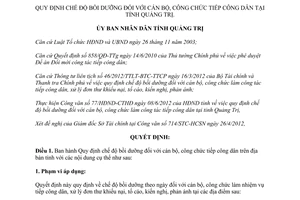 Quyết định 1511/QĐ-UBND 2012 chế độ bồi dưỡng cán bộ công chức tiếp công dân Quảng Trị