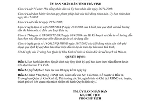 Quyết định 22/2012/QĐ-UBND ký quỹ bảo đảm thực hiện đầu tư dự án tỉnh Trà Vinh
