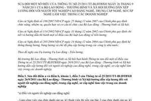 Thông tư 20/2012/TT-BLĐTBXH sửa đổi Thông tư 25/2011/TT-BLĐTBXH hướng dẫn