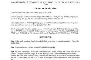 Quyết định 50/2012/QĐ-UBND Điều lệ tổ chức và hoạt động của Quỹ Phát triển đất