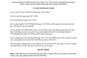 Quyết định 28/2012/QĐ-UBND Quy định quản lý đầu tư xây dựng kinh doanh hạ tầng