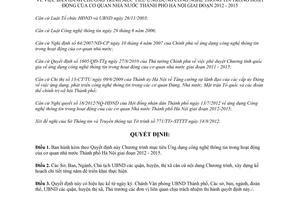 Quyết định 3855/QĐ-UBND ứng dụng công nghệ thông tin trong cơ quan nhà nước Hà Nội