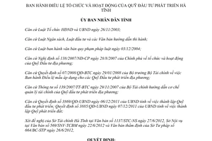 Quyết định 48/2012/QĐ-UBND Điều lệ Quỹ Đầu tư phát triển Hà Tĩnh