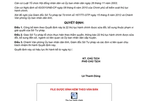 Quyết định 2151/QĐ-UBND năm 2012 công bố thủ tục hành chính được sửa đổi bổ sung