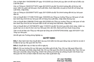 Quyết định 418/QĐ-HQHT năm 2012 Quy trình kiểm tra hải quan bằng máy soi hành lý