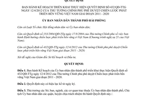 Quyết định 1409/QĐ-UBND năm 2012 Kế hoạch thực hiện Quyết định 432/QĐ-TTg