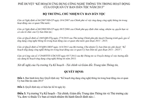 Quyết định 210/QĐ-UBDT năm 2012 Kế hoạch ứng dụng công nghệ thông tin