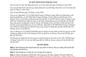 Quyết định 18/2012/QĐ-UBND Quy định trình tự thủ tục cưỡng chế thu hồi đất