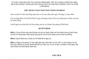 Quyết định 1852/QĐ-UBND 2012 thủ tục hành chính mới sửa đổi Sở Giao thông vận tải Lâm Đồng