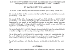 Quyết định 39/2012/QĐ-UBND Quy chế xét công nhận danh hiệu Cơ quan đơn vị