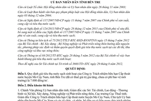 Quyết định 25/2012/QĐ-UBND giá tiêu thụ nước sạch Bến Tre