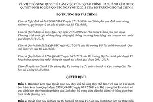 Quyết định 2184/QĐ-BTC năm 2012 Quy chế làm việc kèm theo Quyết định 2929/QĐ-BTC