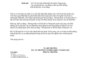 Công văn 5907/BYT-K2ĐT thông tin tuyển chọn điều dưỡng viên hộ lý Việt Nam