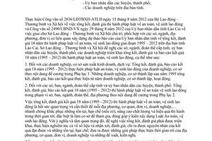 Công văn 1207/SLĐTBXH-ATL tổng kết báo cáo 18 năm 1995-2012 thi hành pháp luật