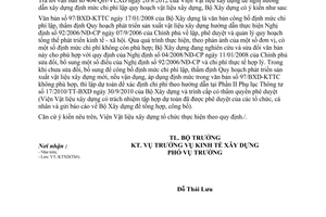 Công văn 180/BXD-KTXD hướng dẫn lập định mức chi phí lập quy hoạch vật liệu