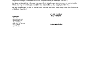 Công văn 3150/BNN-KH phân bổ chi tiết vốn ứng trước ngân sách nhà nước